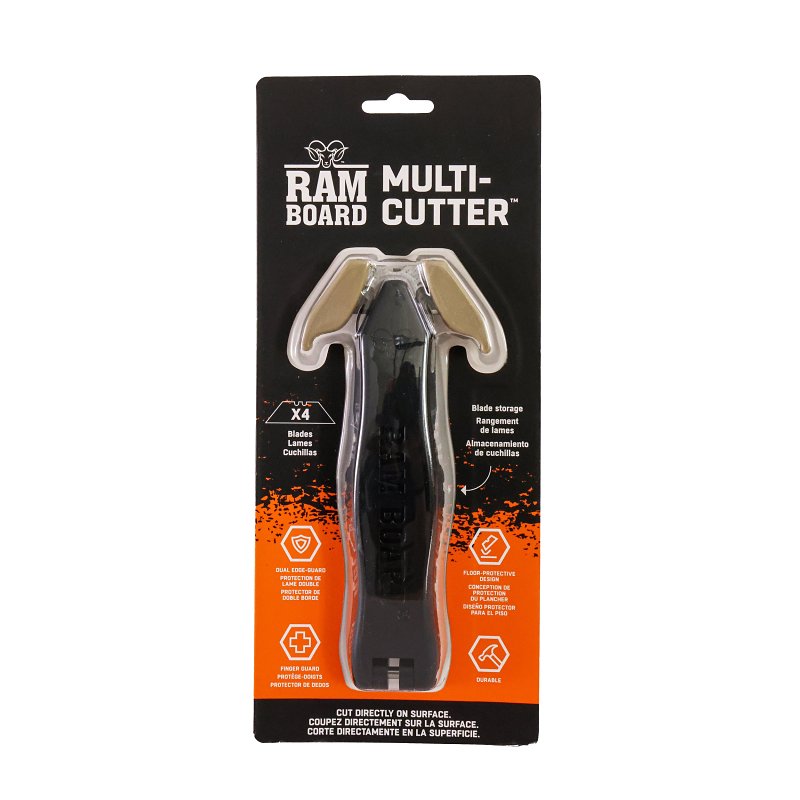 Ram Board Multi Cutter RBMCPDQ Utility Knife, Stainless Steel Blade, Anti-Slip, Ergonomic Handle, Black/Tan Handle