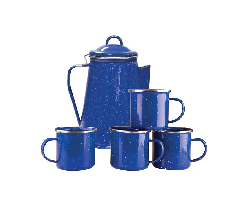 Stansport 11230 Percolator, 8 Cups Capacity, Aluminum, Blue, Enamel