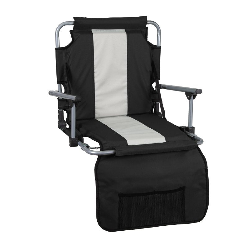 Stansport G-8-20 Stadium Folding Seat Chair with Arms, 17 in W, 5-1/2 in D, 17 in H, Steel Frame, Silver Frame