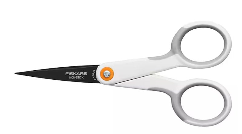 Fiskars 1069763 Non-Stick Scissor, 4.9 in OAL, 1-13/16 in L Cut, Stainless Steel Blade, Double Loop Handle
