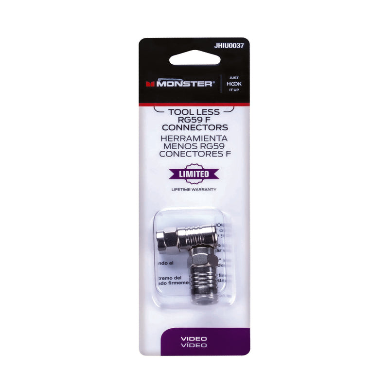 Monster Just Hook It Up Cable RG59 Coaxial Connector 2 pk