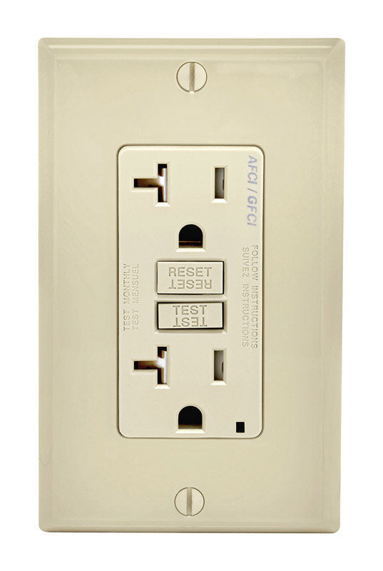 Leviton SmartlockPro 20 amps 125 V Duplex Light Almond AFCI/GFCI Dual Function Outlet 5-20R 1 pk