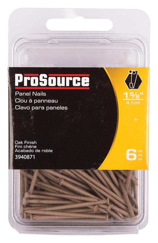 ProSource NTP-088-PS Panel Nail, 15D, 1-5/8 in L, Steel, Painted, Flat Head, Ring Shank, Oak, 171 lb, Pack of 5
