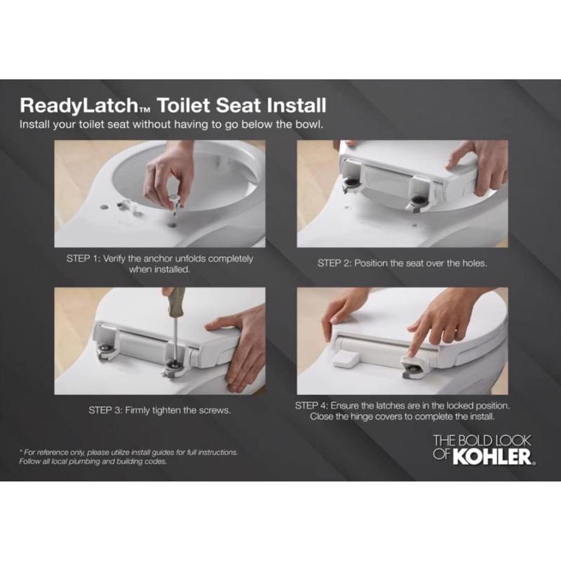 Kohler Cachet Slow Close Round White Plastic Toilet Seat
