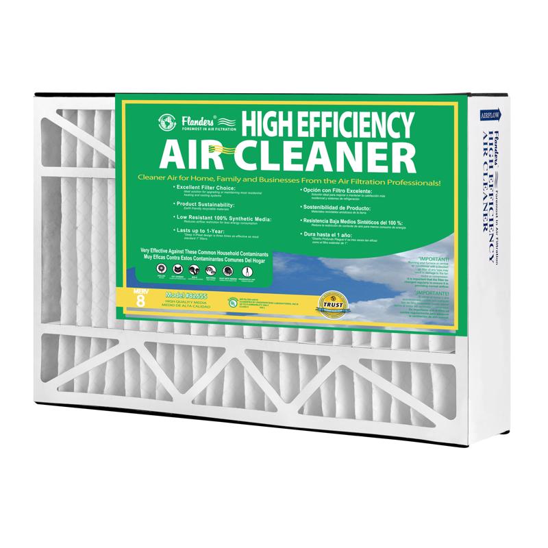 Flanders 16 in. W X 20 in. H X 4-1/2 in. Synthetic 8 MERV Pleated Air Filter 1 pk, Pack of 2