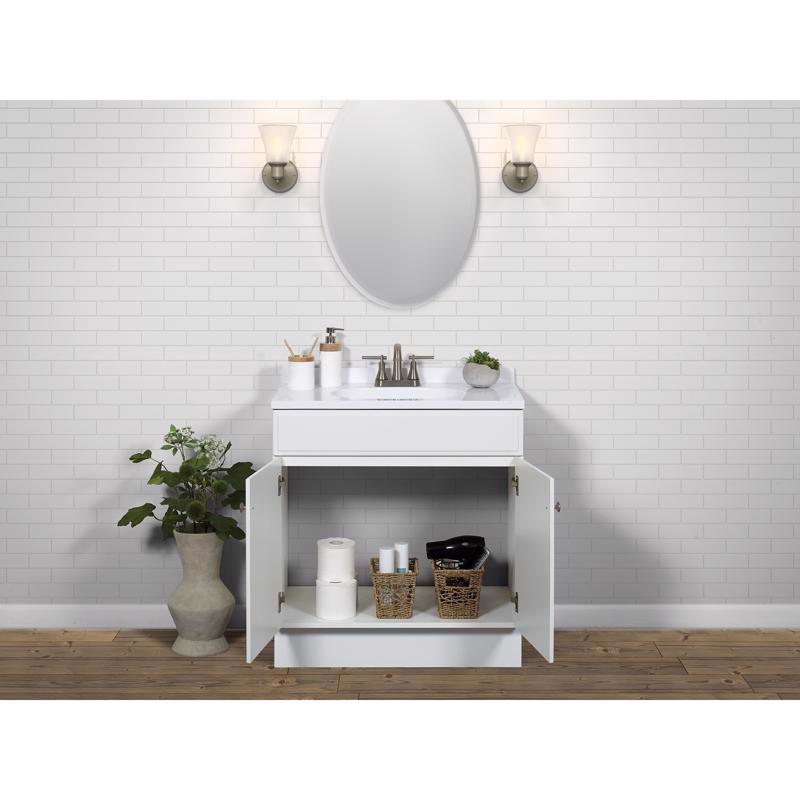 Zenna Home Single White Vanity Combo 30 in. W X 18 in. D X 35 in. H