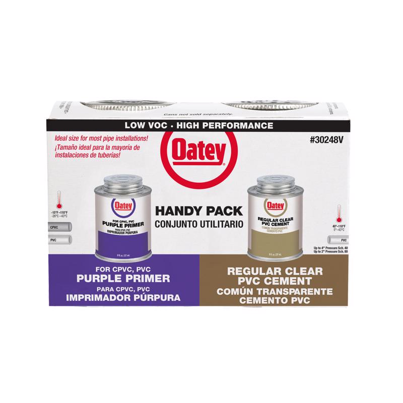 Oatey Clear/Purple Primer and Cement For PVC 8 oz