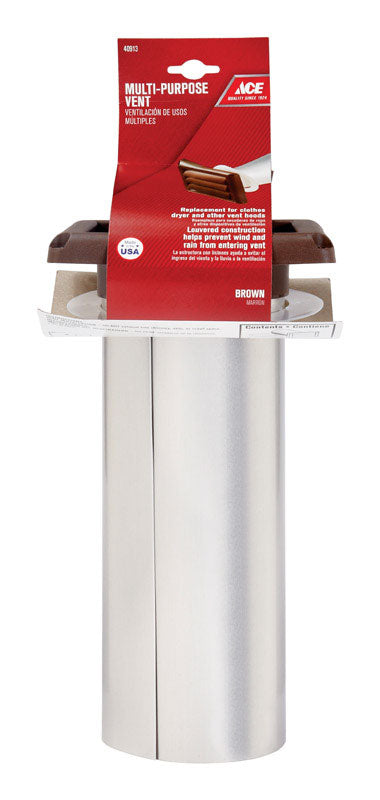 Ace 4 in. W X 6 in. L Brown Plastic Dryer Vent Hood, Pack of 6