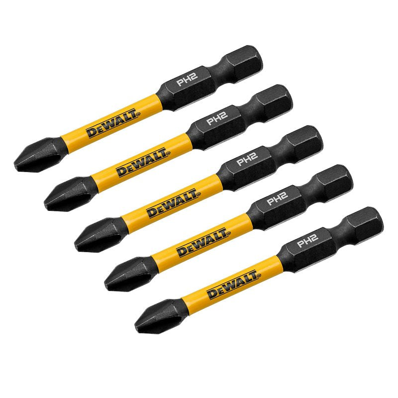 DEWALT FLEXTORQ DWAF2PH2IR5 Impact Screwdriver Bit, #2 Drive, Phillips Drive, 1/4 in Shank, Hex Shank, 2-1/4 in L, Steel