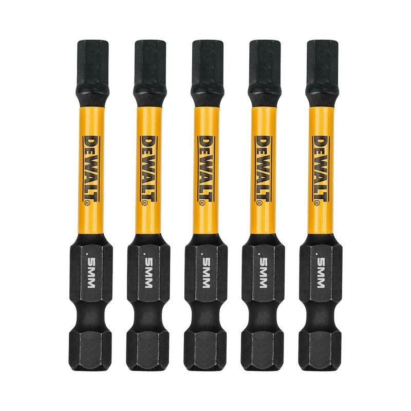 DEWALT DWAF2HX5IR5 Insert Bit, 5 mm Drive, Hex Drive, 1/4 in Shank, Hex Shank, 2-1/4 in L, Steel