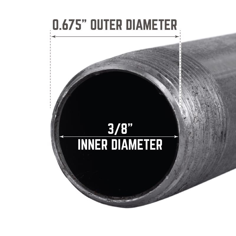 STZ Industries 3/8 in. MIP each X 3/8 in. D MIP Black Steel 5 in. L Nipple, Pack of 5