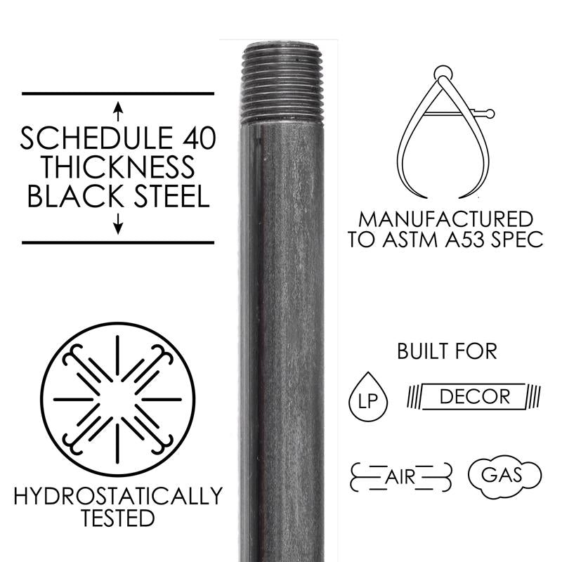 STZ Industries 3/4 in. MIP each X 3/4 in. D MIP Black Steel 2-1/2 in. L Nipple, Pack of 5