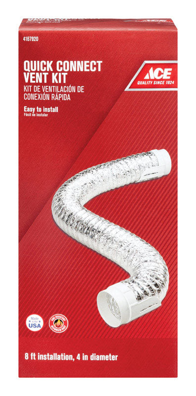 Ace 96 in. L X 4 in. D Silver/White Aluminum Dryer Vent Kit