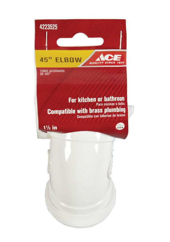 Ace 1-1/2 in. Slip in. X 1-1/2 in. D Slip Plastic 45 Degree Elbow 1 pk