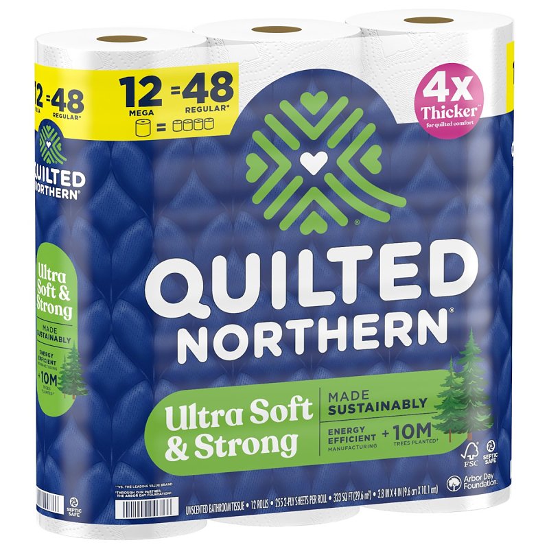 Quilted Northern 94676 Toilet Tissue, 3.8 x 4 in Sheet, Ultra Soft & Strong, 2-Ply, Paper, Pack of 4