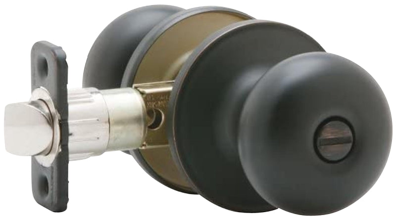 Dexter J Series J40V STR 716 Privacy Lockset, Round Design, Knob Handle, Aged Bronze, Metal, ADA Compliant