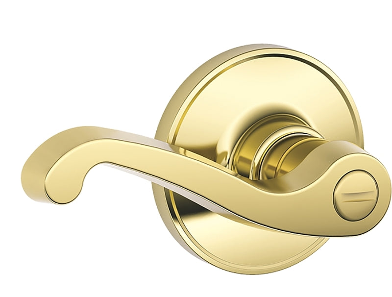 Schlage J Series J40V LAS 605 Privacy Lever, Mechanical Lock, Bright Brass, Metal, Residential, 3 Grade, ADA Compliant