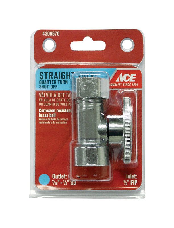 Ace FIP Compression/Slip Joint Brass Straight Stop Valve