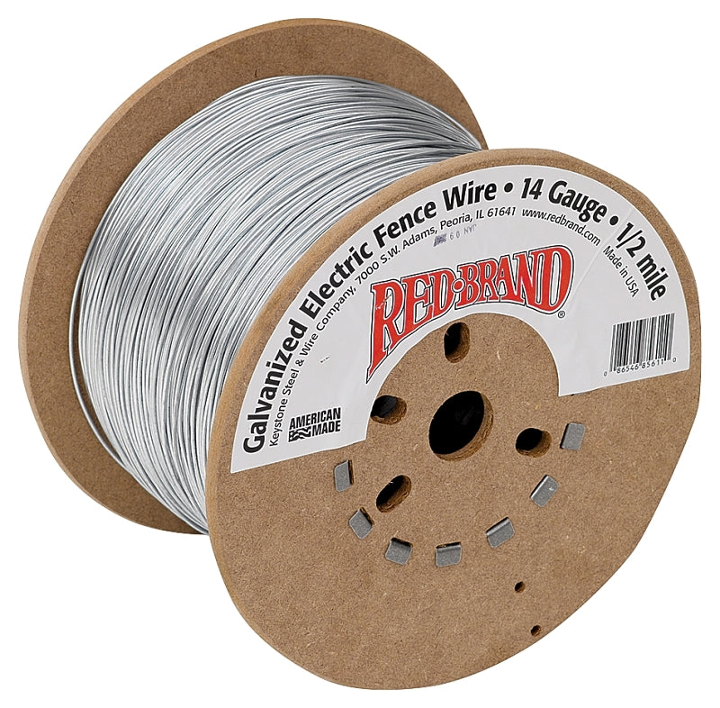 Red Brand 85611 Electric Fence Wire, 14 ga Wire, Steel Conductor, Red, 0.5 mile L