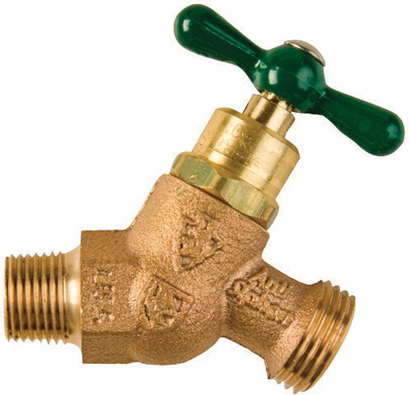 Arrowhead 1/2 in. MIP X 3/4 in. MHT Anti-Siphon Brass No-Kink Hose Bibb