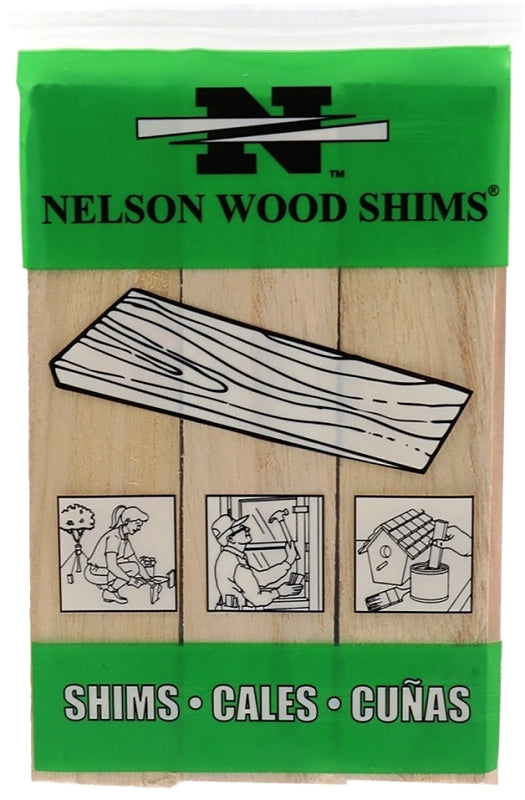 Nelson PSH6/9-72/56 Shim, 6 in L, 1-1/2 in W, Pine Wood, Natural, Pack of 12