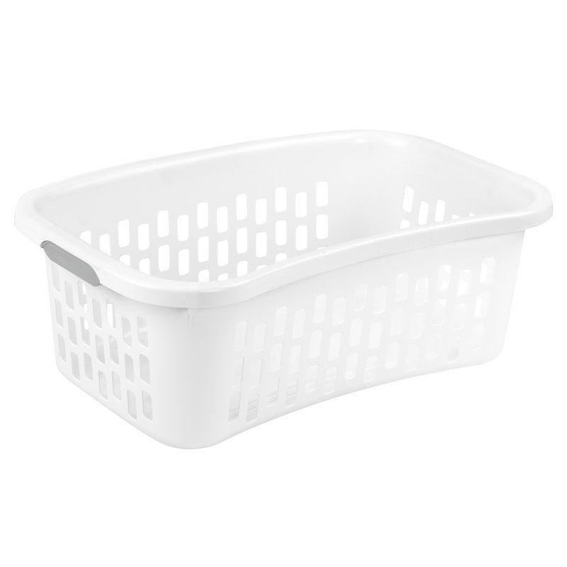 Sterilite 12198006 HipHold Laundry Basket, 1.5 bu Capacity, Plastic, White, 27-1/4 in L x 18 in W x 9-3/4 in H Outside
