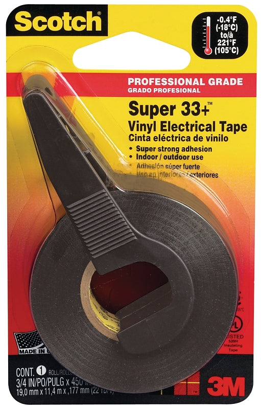 Scotch 10414 Electrical Tape, 450 in L, 3/4 in W, PVC Backing, Black
