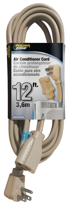 PowerZone OR681512 Extension Cord, 12 ft L, 15 A, 125 V, Beige
