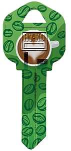 Hy-Ko 16010KW1-38 Key Blank, Coffee Cup/Beans, Brass, Nickel-Plated, For: Kwikset KW1 Keyways, KW1 Key Number, Pack of 10