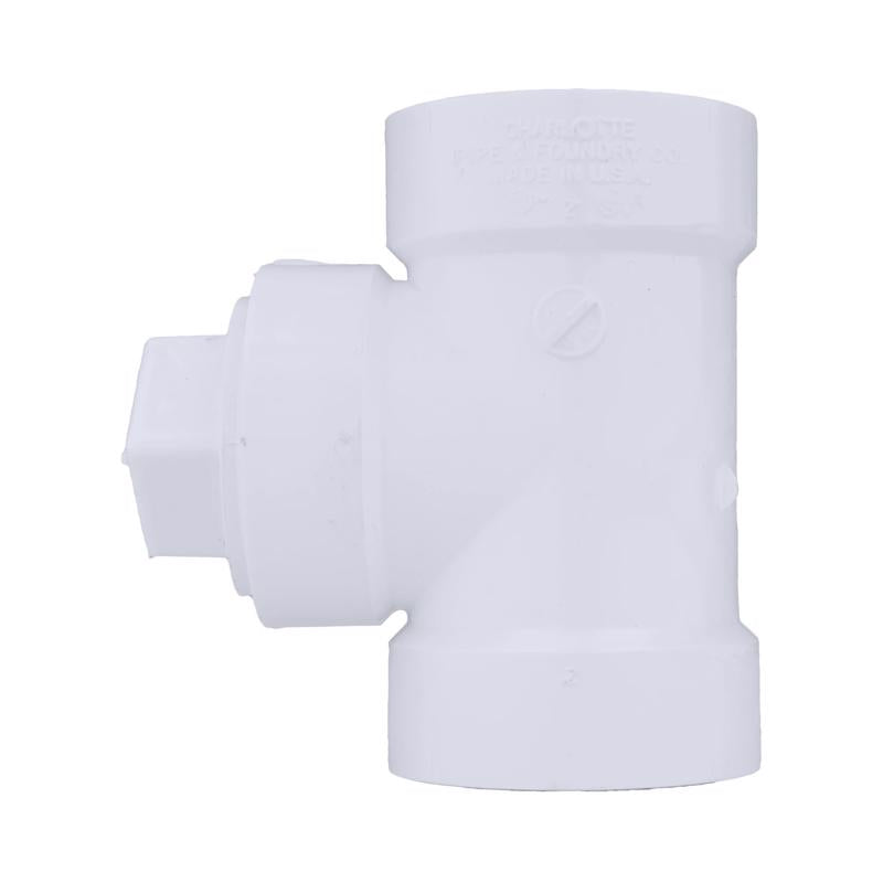 Charlotte Pipe Schedule 40 1-1/2 in. Hub X 1-1/2 in. D Hub PVC Cleanout Tee with Plug 1 pk