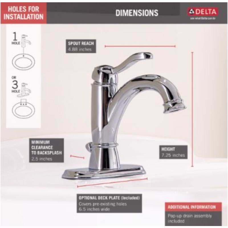 Delta Porter Chrome Contemporary Bathroom Faucet 4 in.
