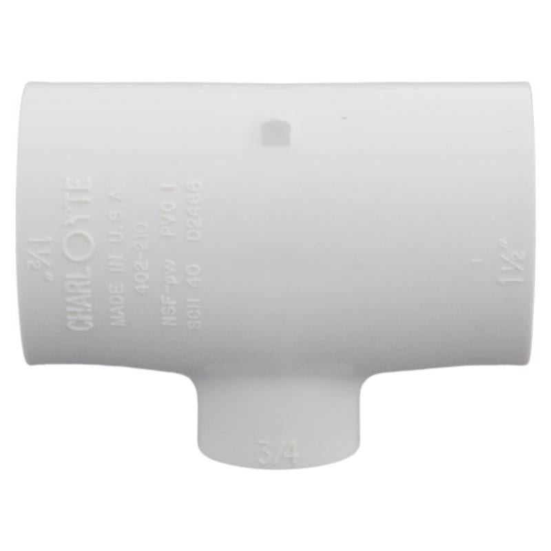 Charlotte Pipe Schedule 40 1-1/2 in. Slip X 1-1/2 in. D Slip PVC Reducing Tee 1 pk