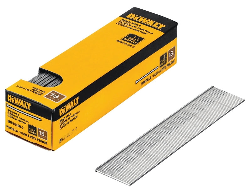 DEWALT DBN18125-2 Nail, 1-1/4 in L, 18, Metal, Coated, Brad, Flat Head, Smooth Shank