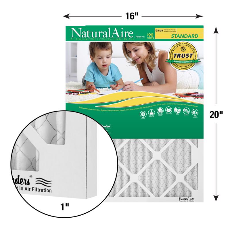 NaturalAire 16 in. W X 20 in. H X 1 in. Synthetic 8 MERV Pleated Air Filter 1 pk, Pack of 12