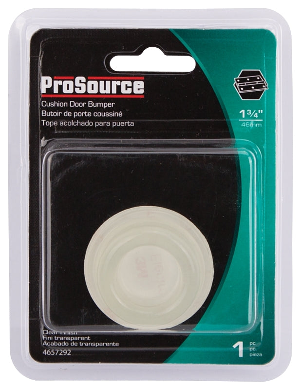 ProSource FE-S716-PS Door Stop, 1-3/4 in Dia Base, 1-3/4 in Dia x 5/8 in H Projection, Polyurethane (PU), Clear
