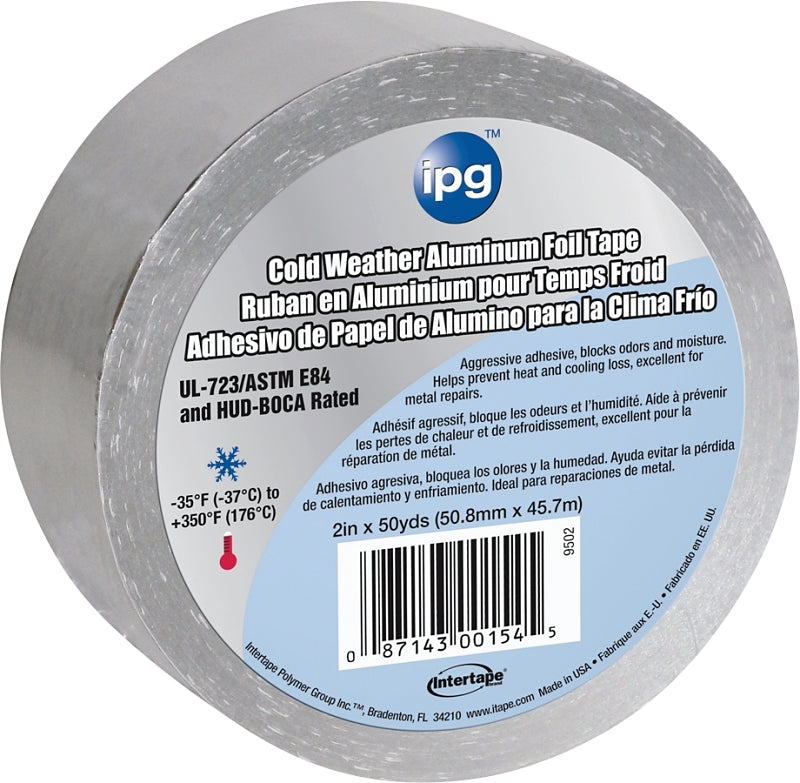 IPG 9503 Foil Tape with Liner, 50 yd L, 3 in W, Aluminum Backing