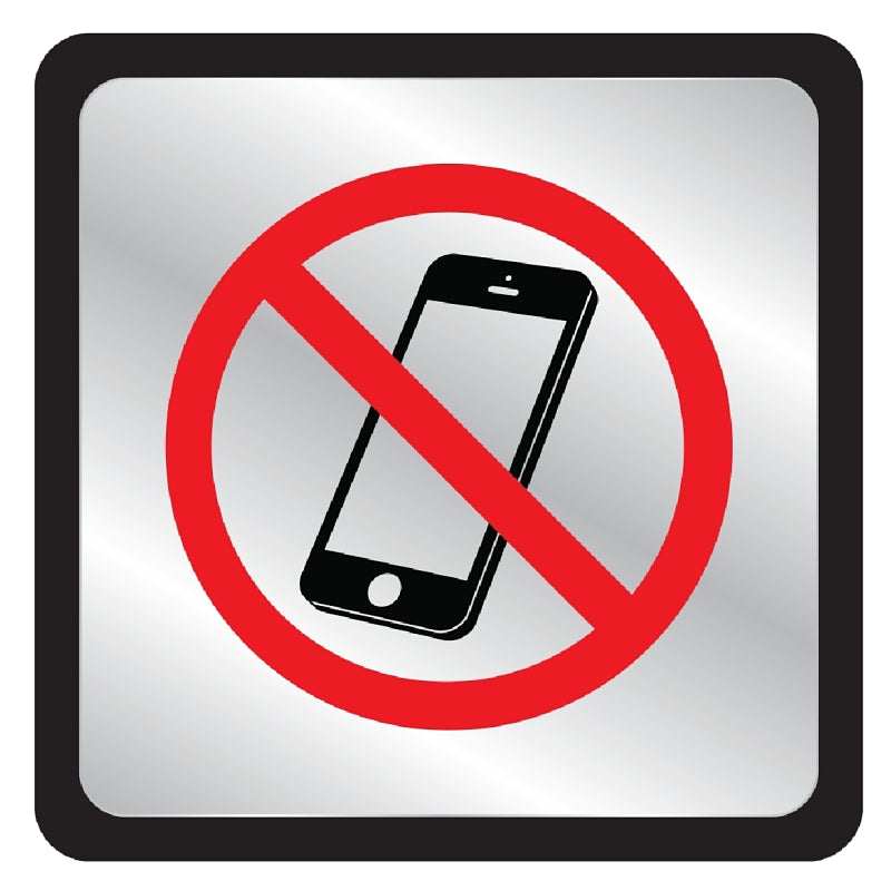 Hy-Ko 496 No Cell Phones Symbol Plaque, Plastic, 4 in H x 4 in W Dimensions, Pack of 5