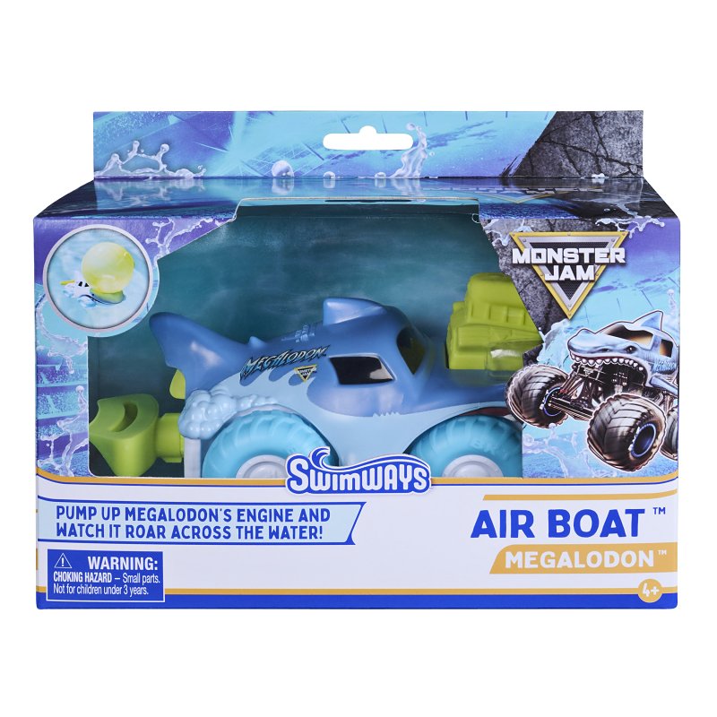 SwimWays 6074584 Monster Jam Air Boat Megolodon Shark Pool Toy, S