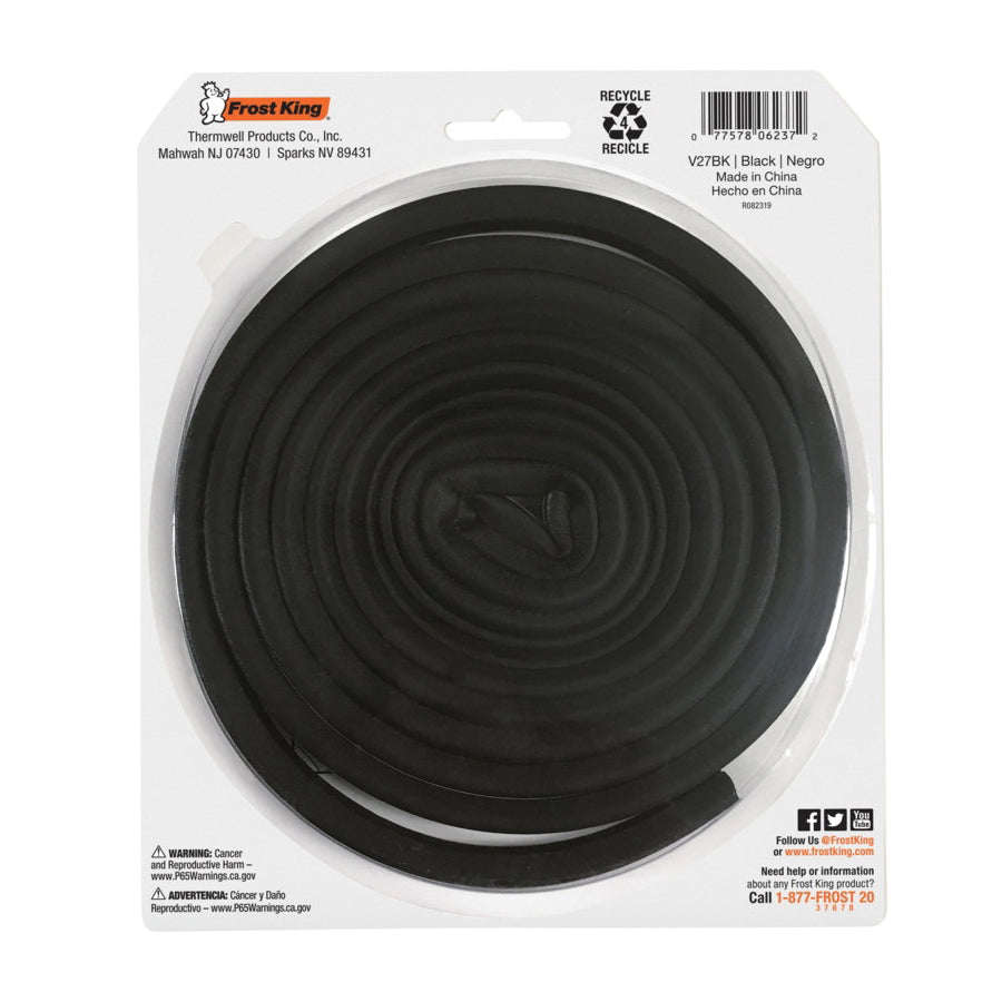 Frost King V27BK Tape, 9/16 in W, 10 ft L, EPDM, Black