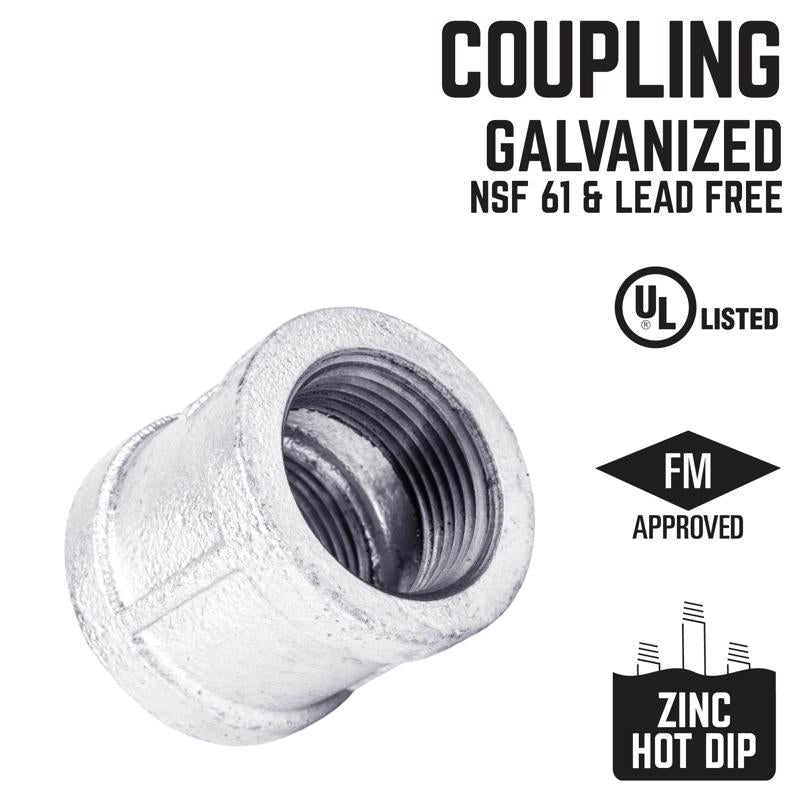 STZ Industries 3/8 in. FIP each X 3/8 in. D FIP Galvanized Malleable Iron Coupling, Pack of 5