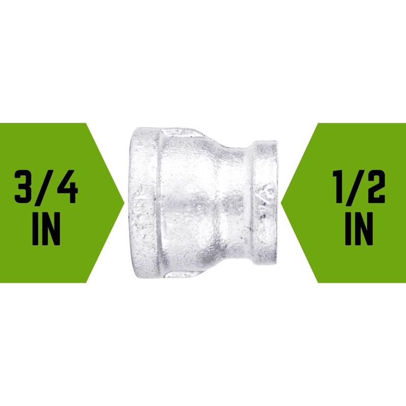 STZ Industries 3/4 in. FIP each X 1/2 in. D FIP Galvanized Malleable Iron Reducing Coupling, Pack of 5