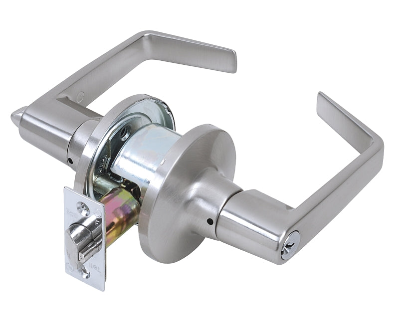 Tell Manufacturing CL100201 Entry Lever, 3/4 in Dia Latch Housing, Turnbutton Lock, Satin Chrome, Steel, 2 Grade