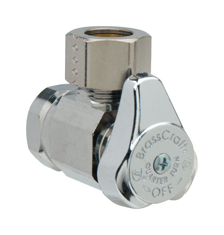 BrassCraft Plumb Shop 1/2 in. FIP outlets X 1/2 in. Compression Brass Angle Valve