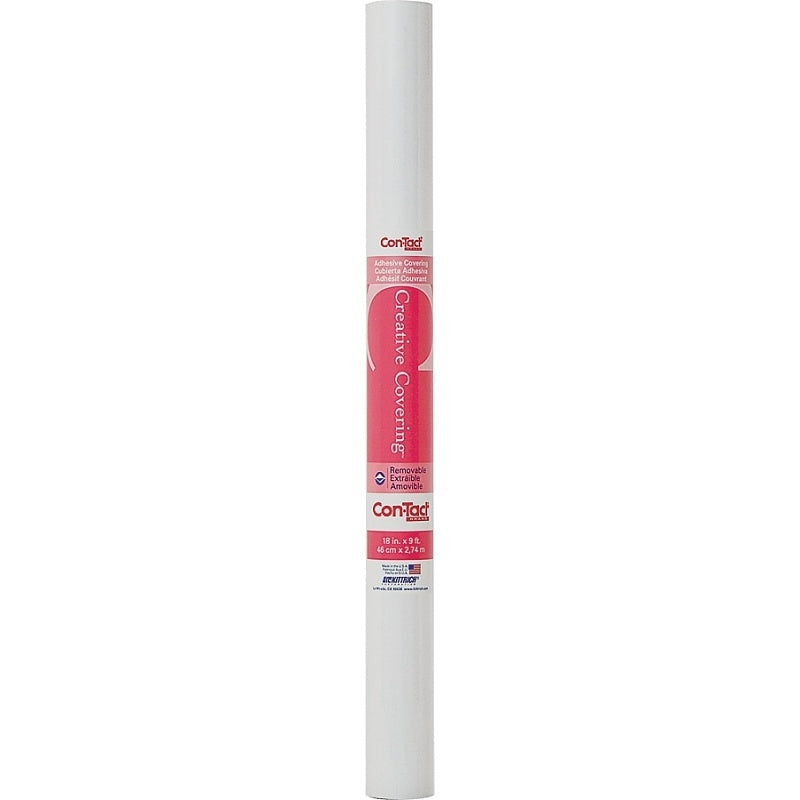 Con-Tact 09F-C9953-12 Contact Paper, 9 ft L, 18 in W, Vinyl, White