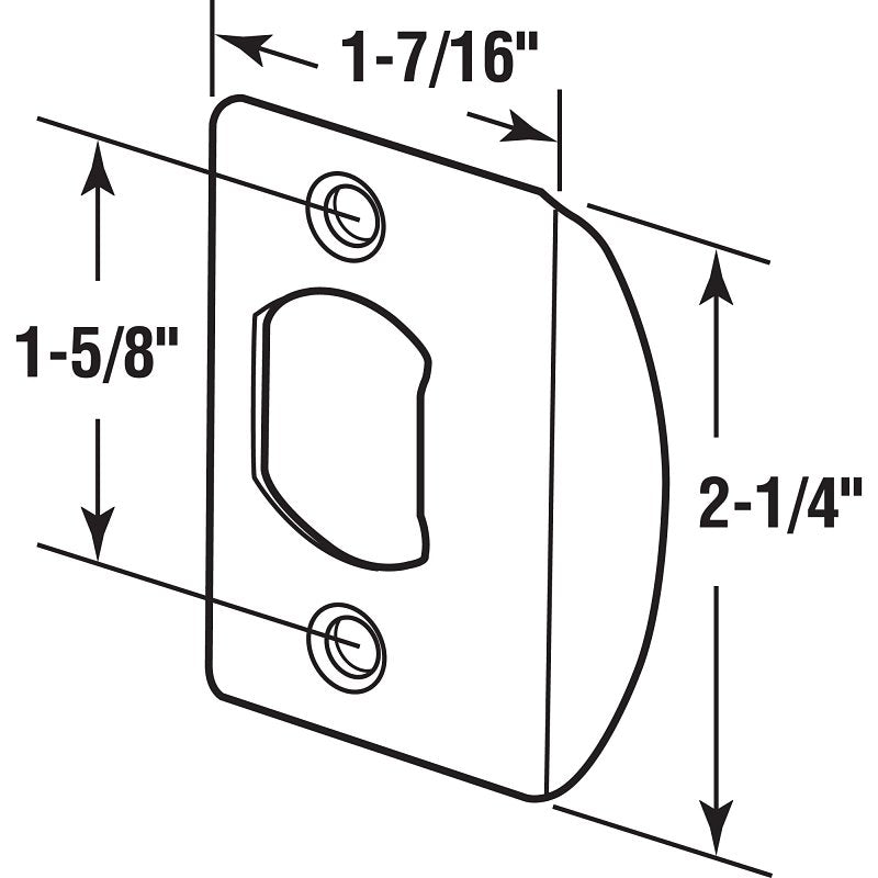 Defender Security E 2307 Door Strike Plate, 2-1/4 in L, 1-7/16 in W, Steel, Brass