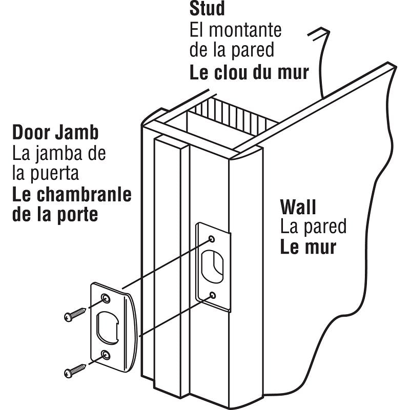 Defender Security E 2307 Door Strike Plate, 2-1/4 in L, 1-7/16 in W, Steel, Brass