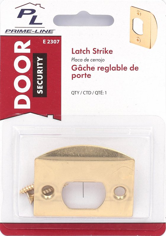 Defender Security E 2307 Door Strike Plate, 2-1/4 in L, 1-7/16 in W, Steel, Brass