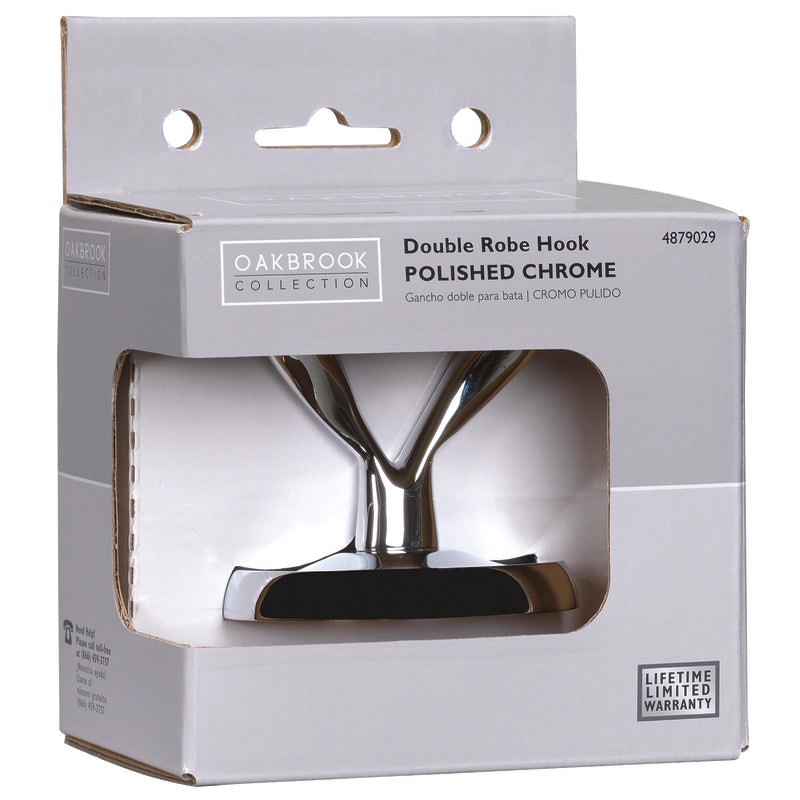 OakBrook Small Chrome Zinc 2 in. L Double Hook 30 lb 1 pk