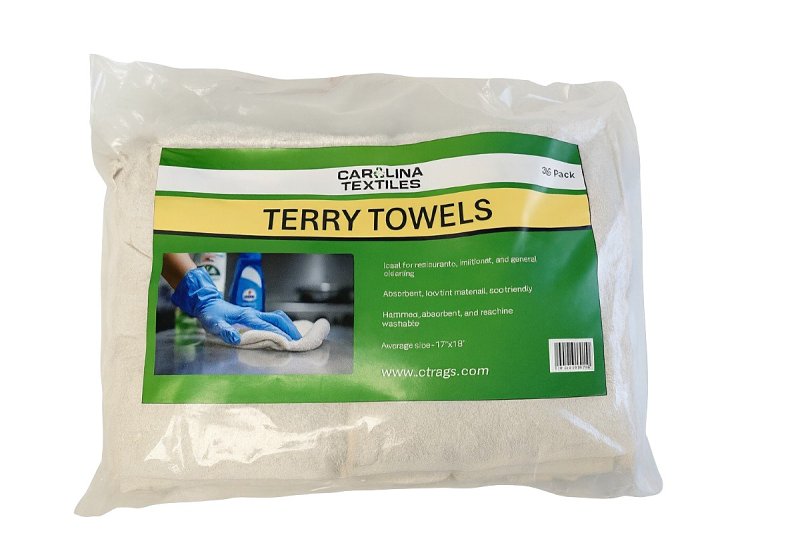 All Rags N888-35PK Terry Bar Mop Towel, 16 in L, 19 in W, Terry Cotton, White