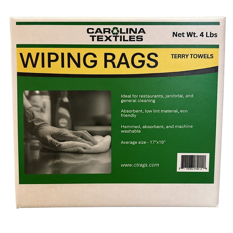 All Rags N888-4LB-BOX Terry Bar Mop Towel, 16 in L, 19 in W, Terry Cotton, White
